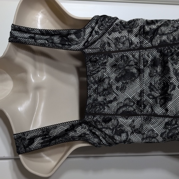 Intimately Free People Gray Black Floral Lace Satin Slip Mini Dress Size Small - Picture 5 of 7